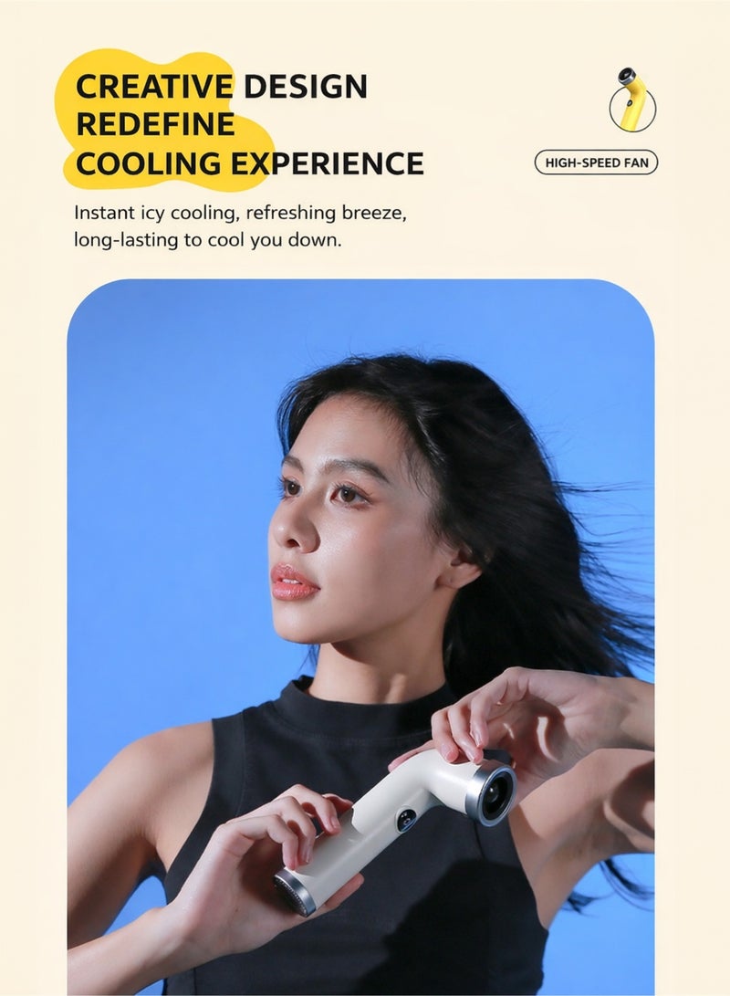 Manhua Portable Bladeless Handheld Fan with LED Display,100-Speed Turbo Airflow,3000mAh Rechargeable Cooling Fan - Image 4